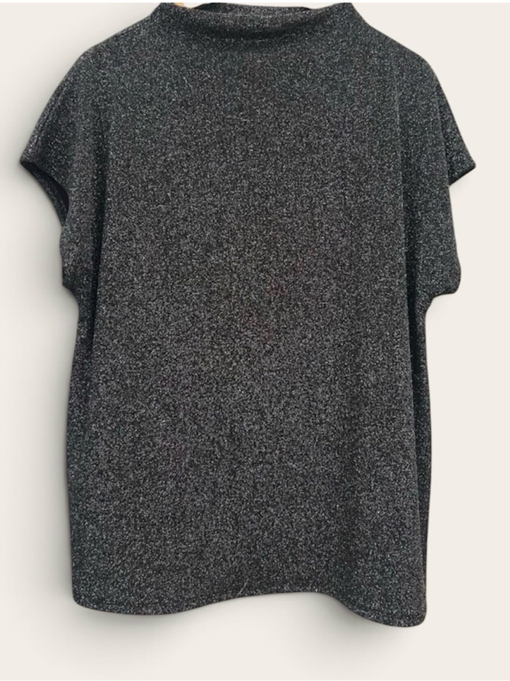 Calvin Klein Metallic Sparkle Short Sleeve Top - Black